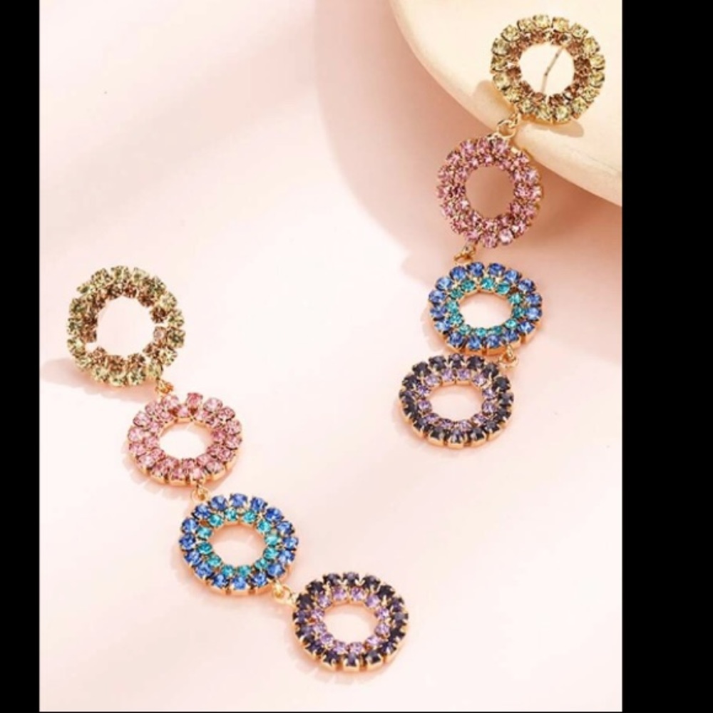 Colorful Circular Drop Dangle Statement Earrings